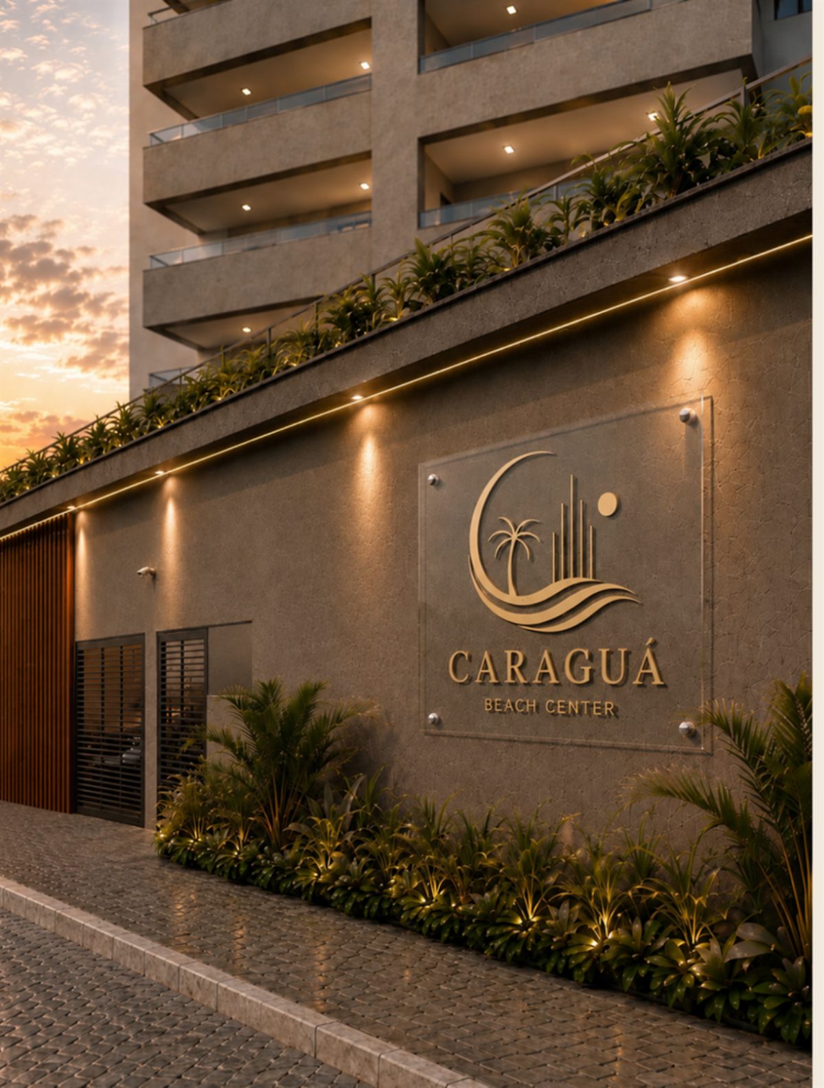 Fachada do Caraguá Beach Center, no Centro de Caraguatatuba